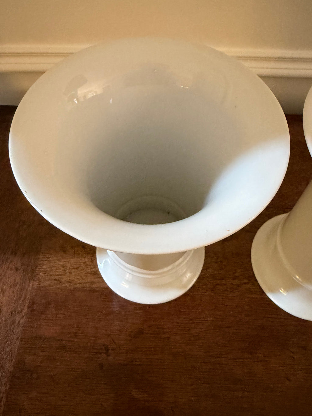 Vintage Heinrich Germany White Porcelain Trumpet Vases, Pair