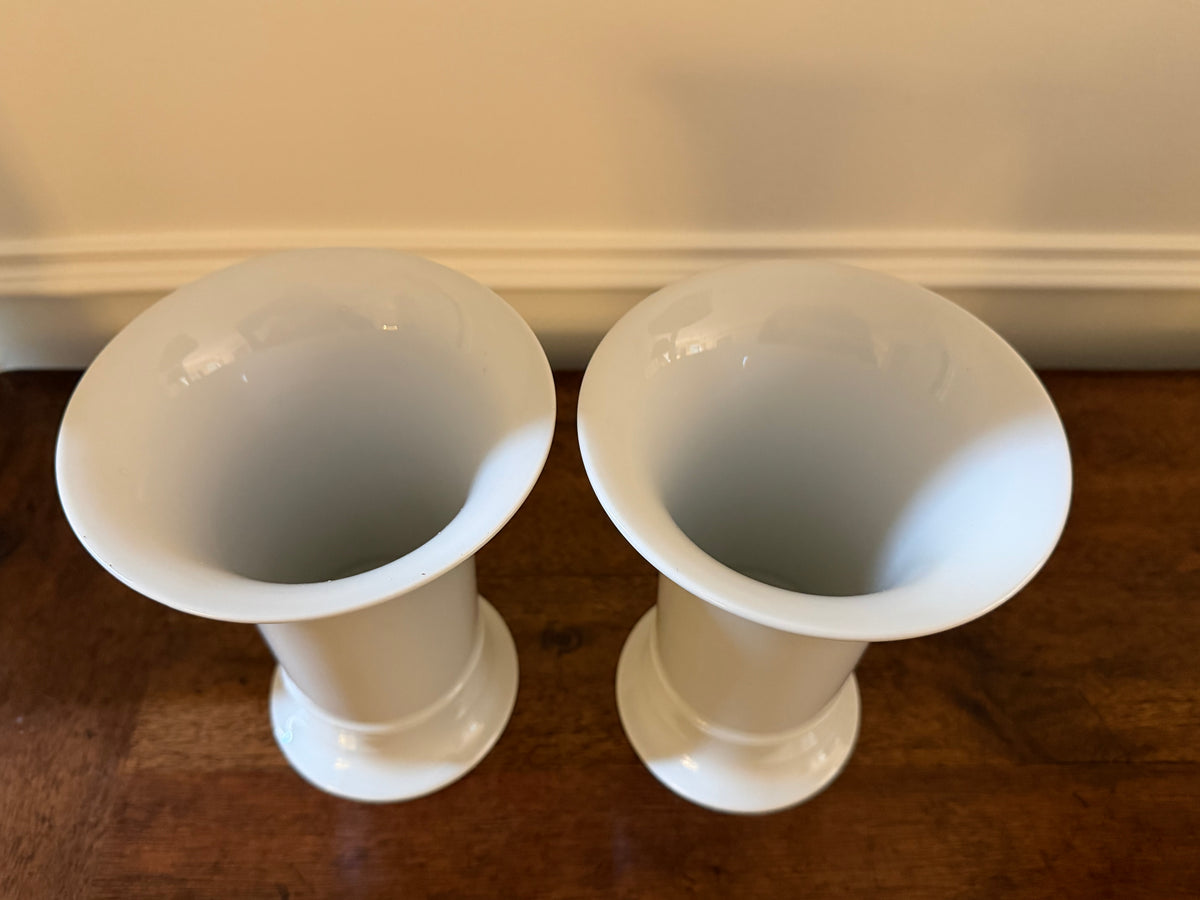 Vintage Heinrich Germany White Porcelain Trumpet Vases, Pair