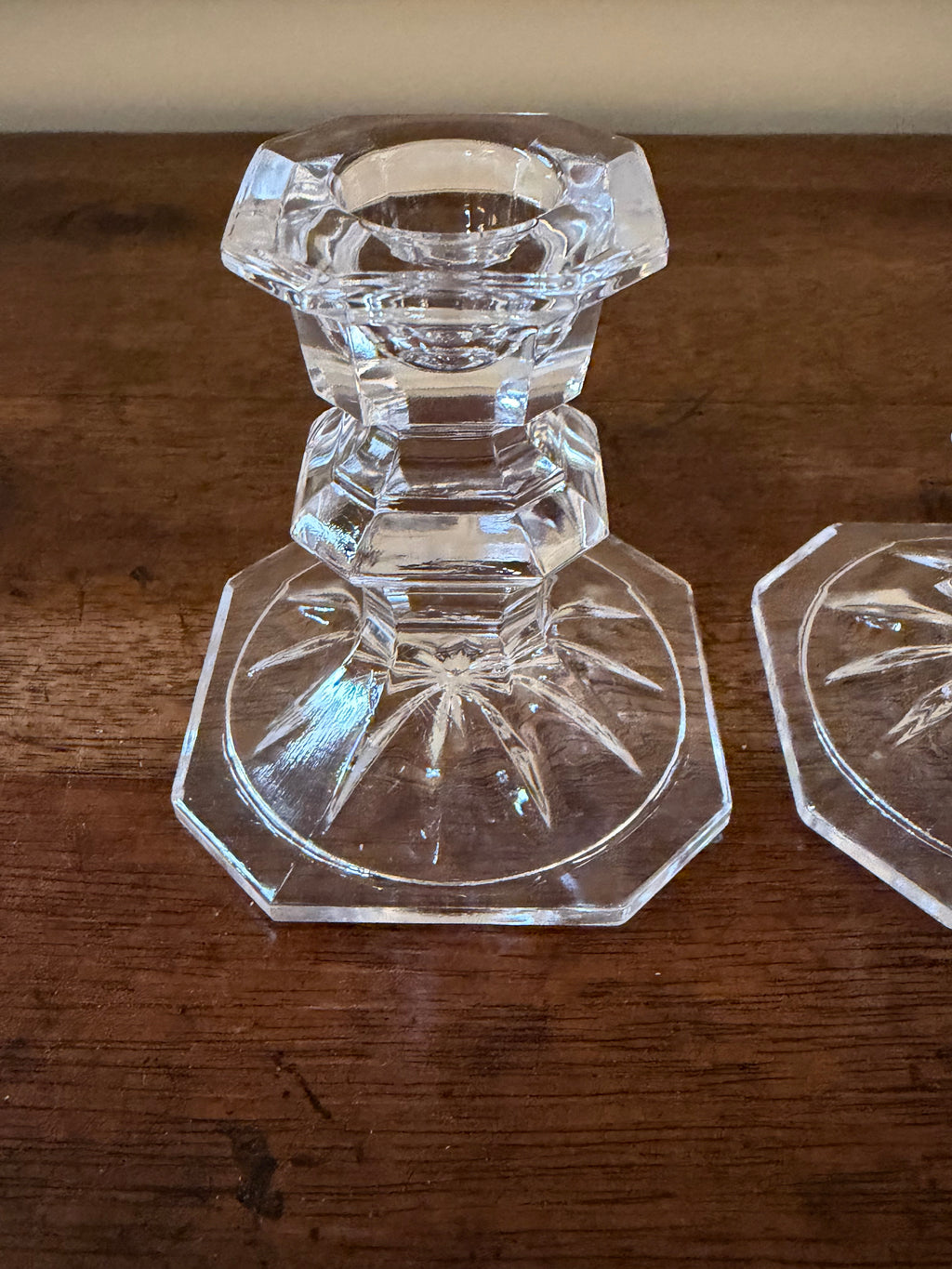 Pair of Vintage Crystal Petite Candlesticks