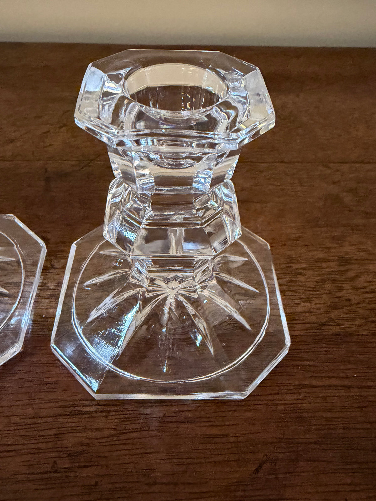 Pair of Vintage Crystal Petite Candlesticks