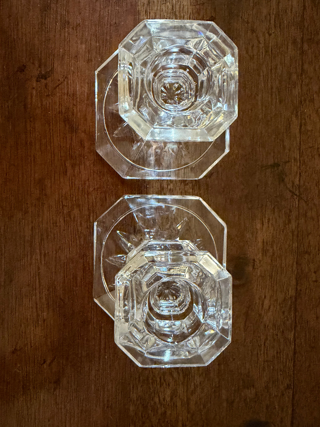 Pair of Vintage Crystal Petite Candlesticks