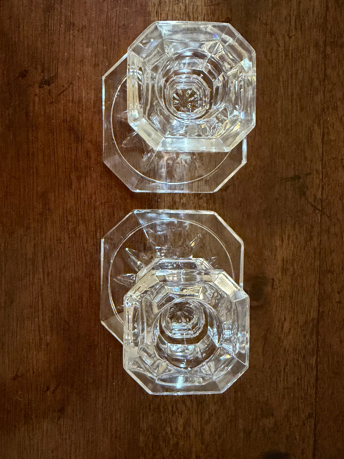 Pair of Vintage Crystal Petite Candlesticks