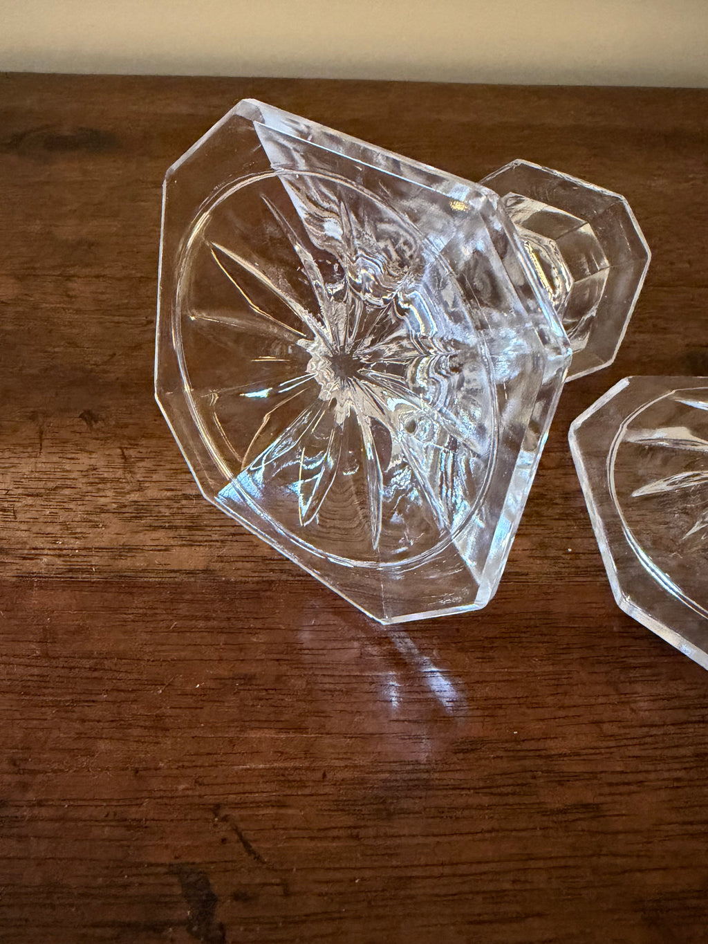 Pair of Vintage Crystal Petite Candlesticks