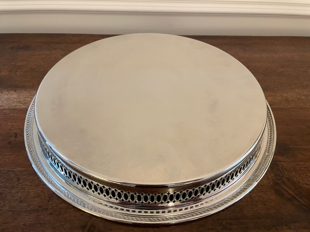 Vintage Mid-Century F.B. Rogers Silverplate Serving Tray with Divided Glass Insert (2 piece)