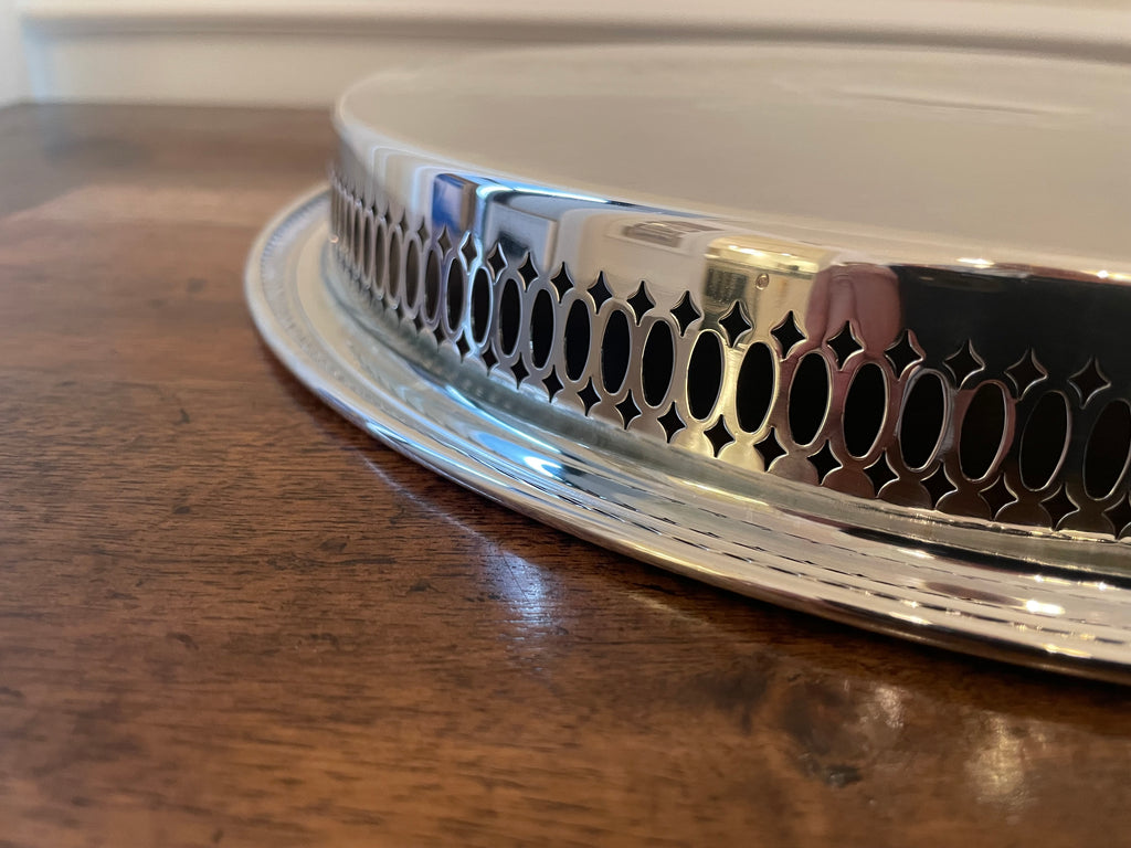 Vintage Mid-Century F.B. Rogers Silverplate Serving Tray with Divided Glass Insert (2 piece)