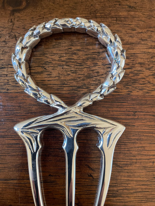 Antique Silverplate Bread Fork with Wreath Handle, Circa 1900