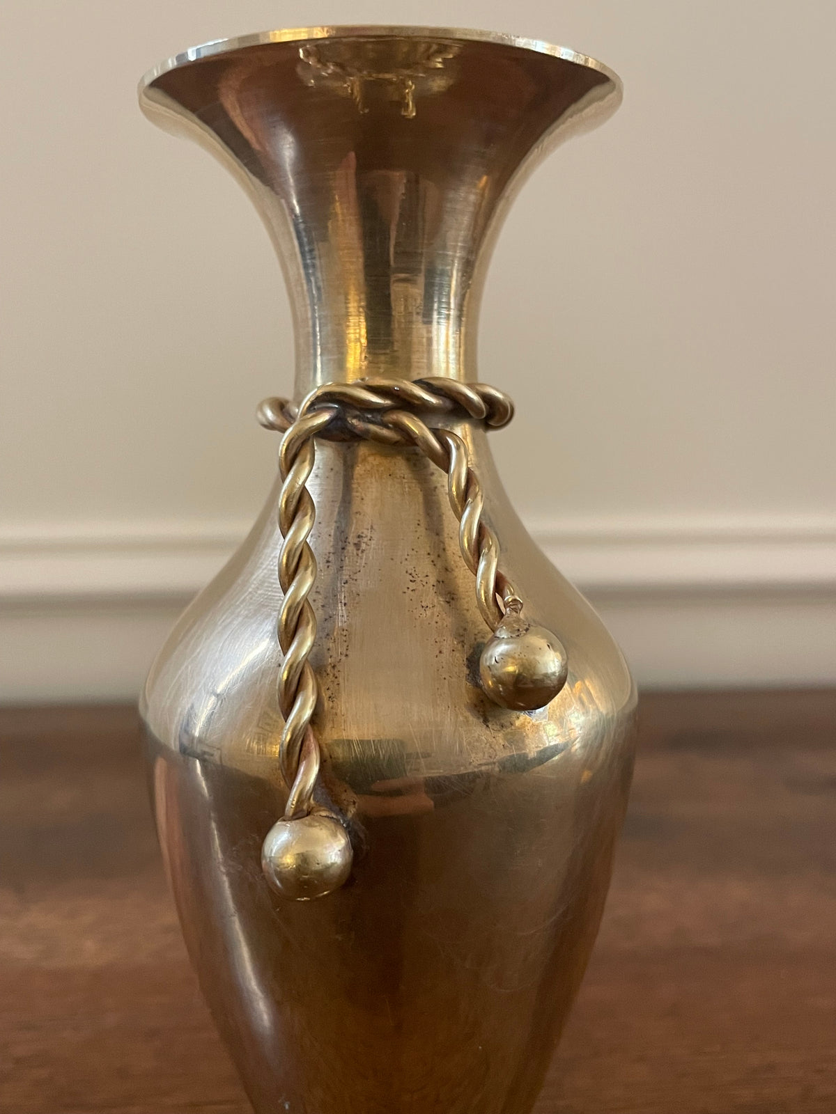 Vintage Solid Brass Rope & Tassel Bud Vase, c. 1960's–70's