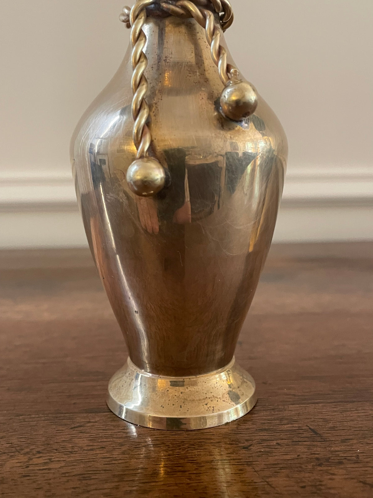Vintage Solid Brass Rope & Tassel Bud Vase, c. 1960's–70's