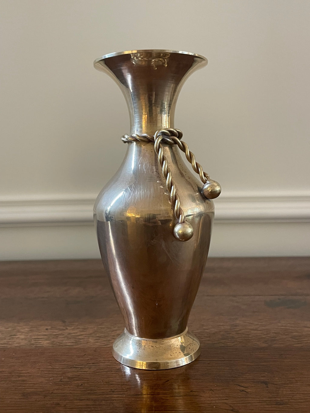 Vintage Solid Brass Rope & Tassel Bud Vase, c. 1960's–70's
