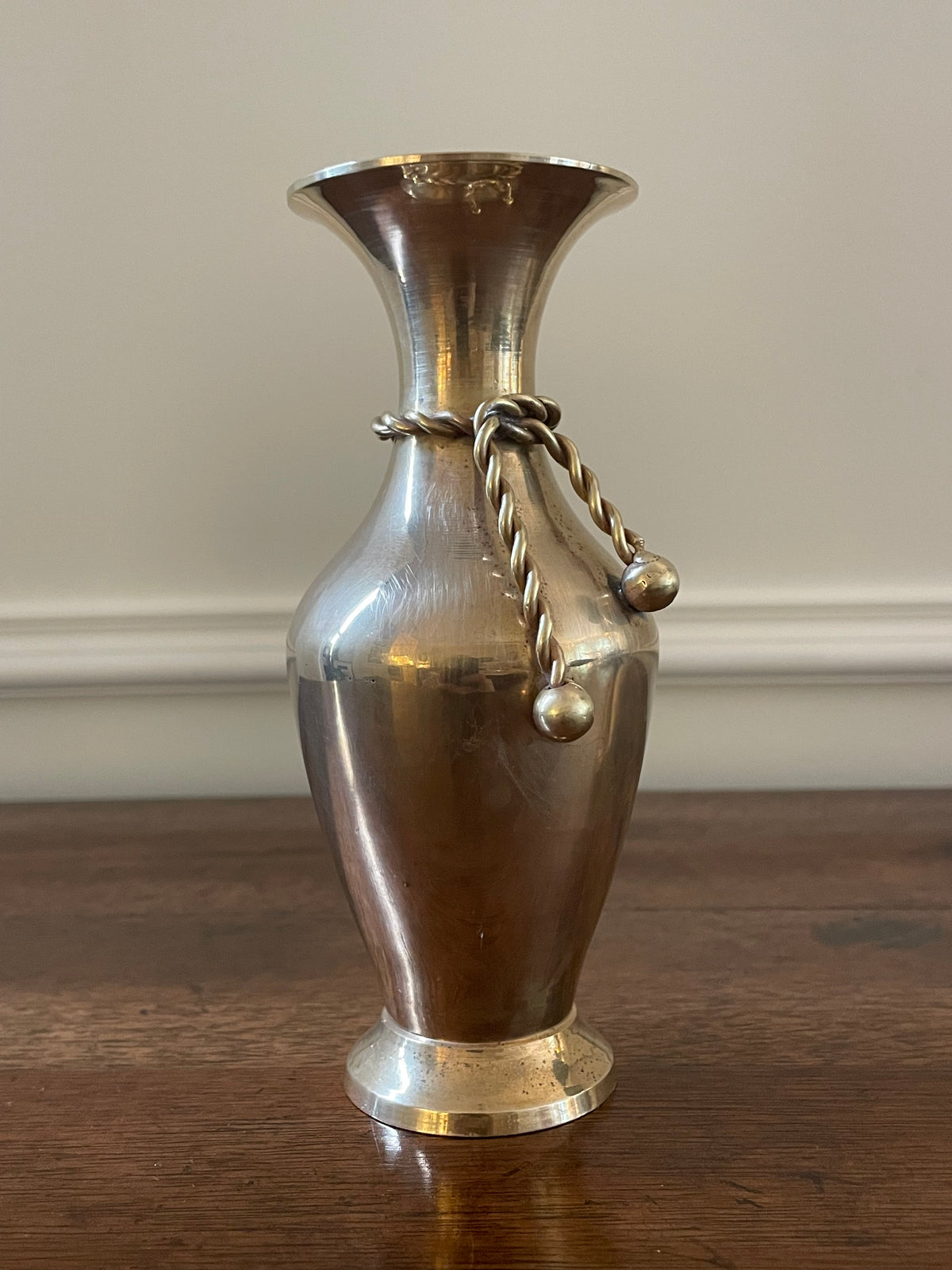 Vintage Solid Brass Rope & Tassel Bud Vase, c. 1960's–70's
