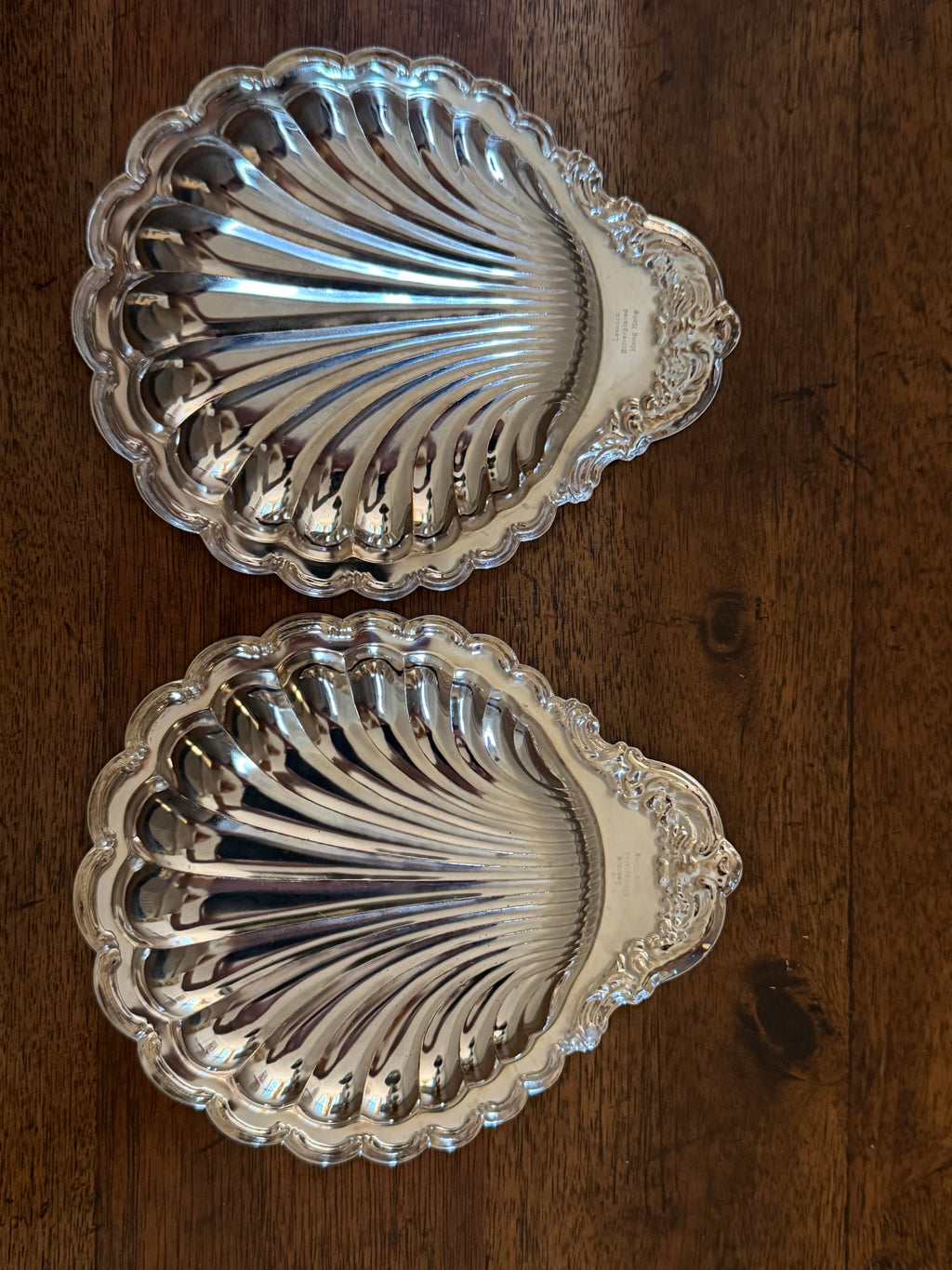 Vintage Leonard Silverplated Shell Catchalls, c. 1970s