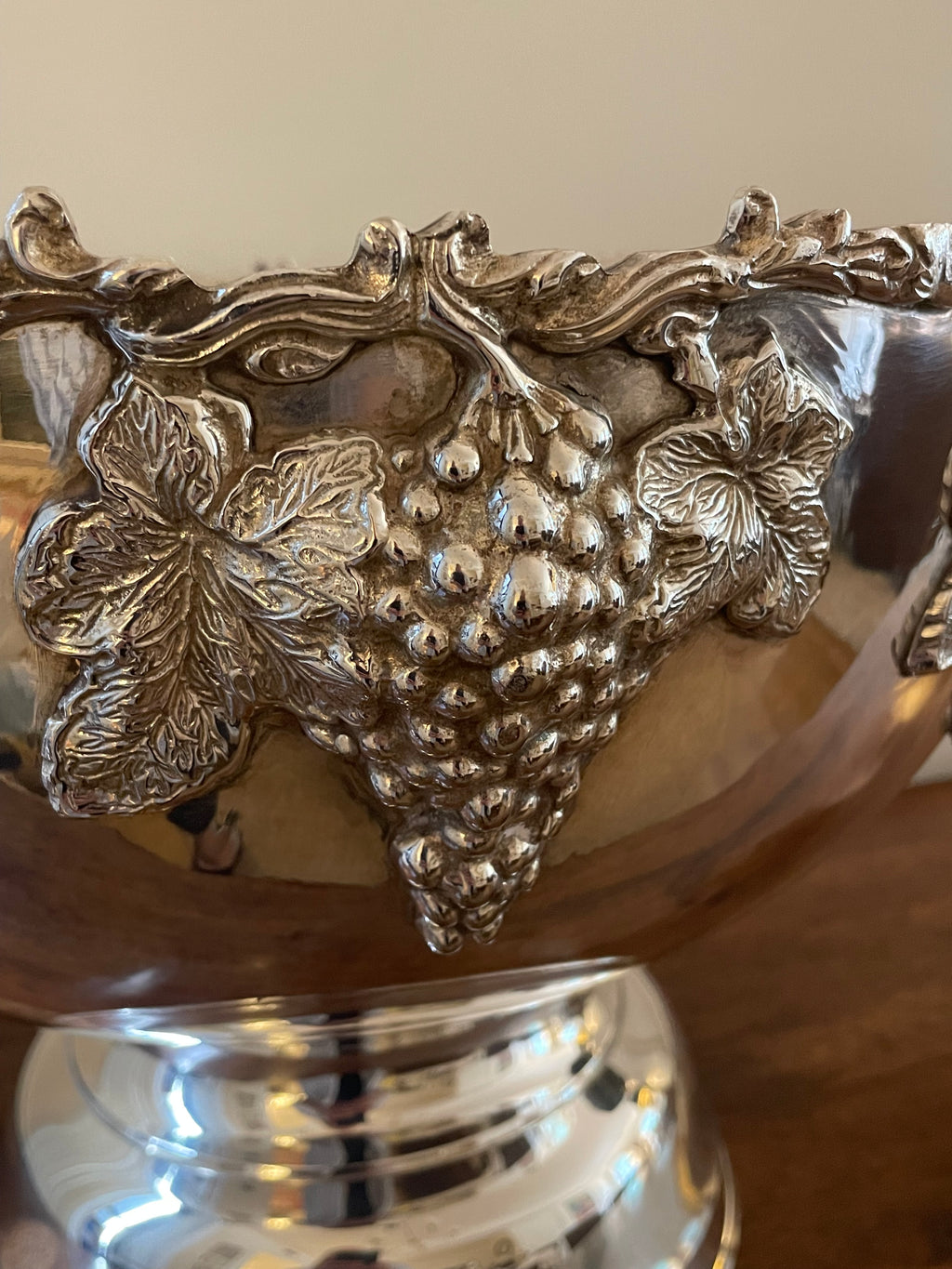 Vintage Silverplate Grapevine 5-Bottle Champagne Cooler & Punch Bowl Set with Ladle