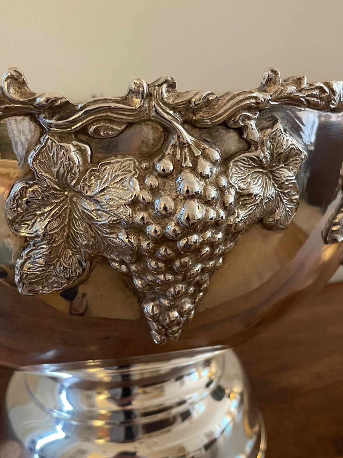 Vintage Silverplate Grapevine 5-Bottle Champagne Cooler & Punch Bowl Set with Ladle