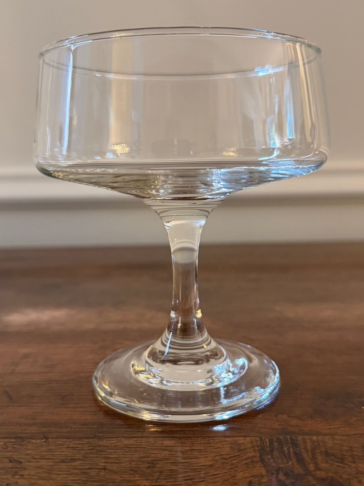 Vintage Crystal Martini Pitcher, Hand-blown Coupes (4), Hand-blown Glass Cocktail Stirrer Set