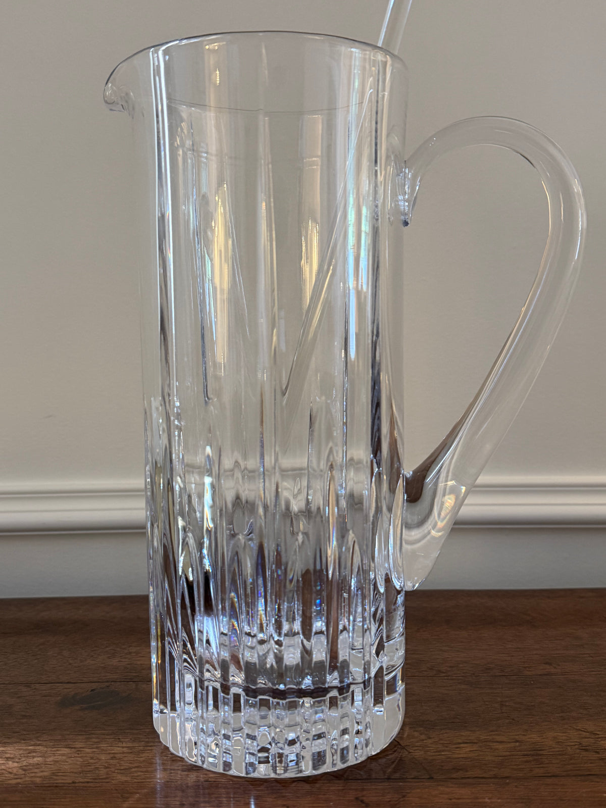 Vintage Crystal Martini Pitcher, Hand-blown Coupes (4), Hand-blown Glass Cocktail Stirrer Set