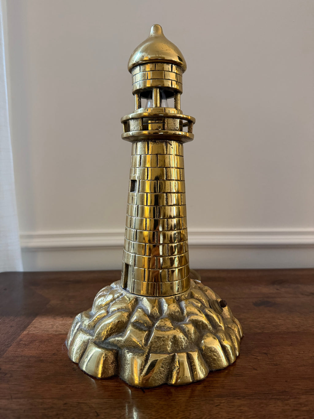Early 20th Century Cast Brass Lighthouse Accent Lamp, Circa 1920s