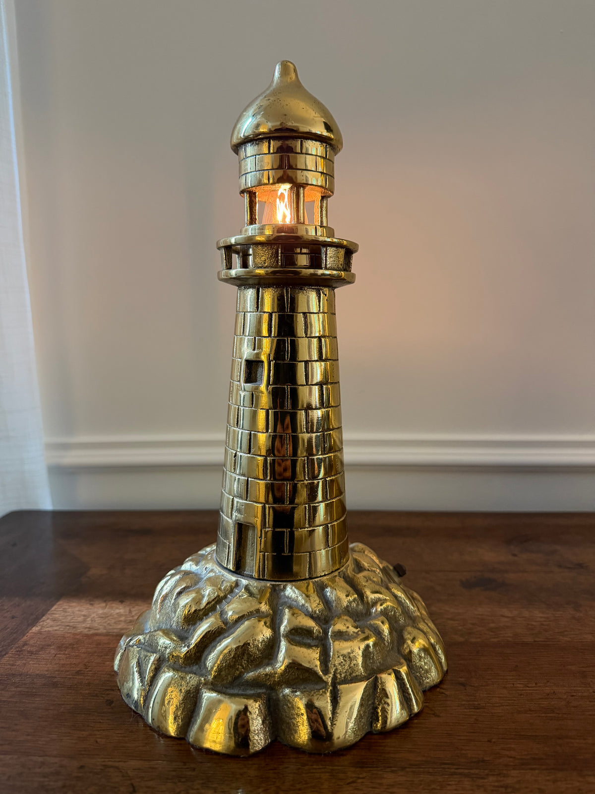 Early 20th Century Cast Brass Lighthouse Accent Lamp, Circa 1920s