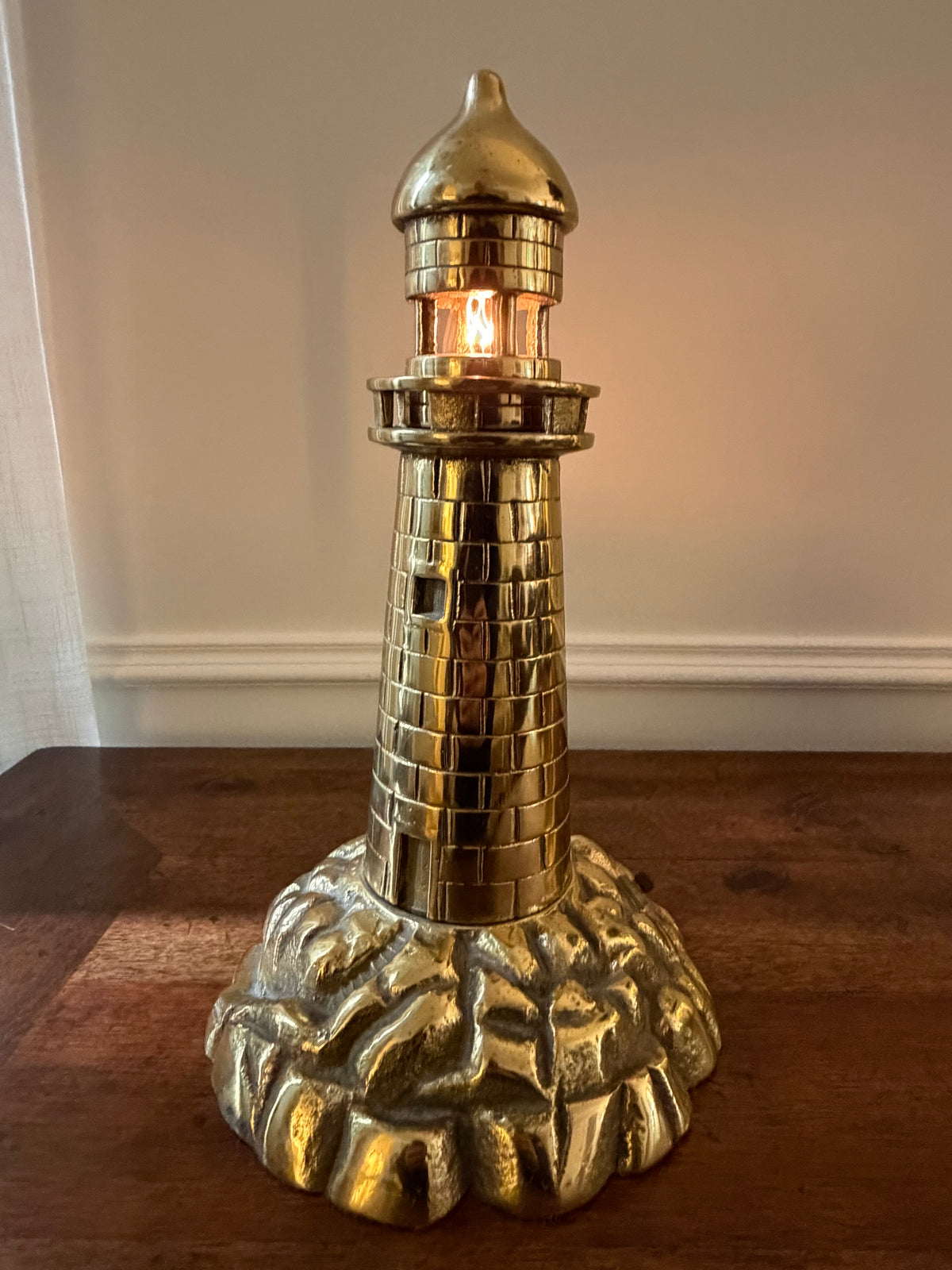 Early 20th Century Cast Brass Lighthouse Accent Lamp, Circa 1920s