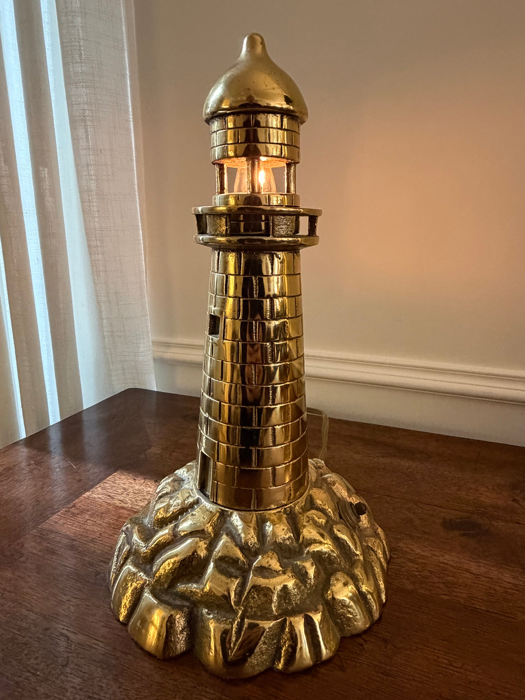 Early 20th Century Cast Brass Lighthouse Accent Lamp, Circa 1920s