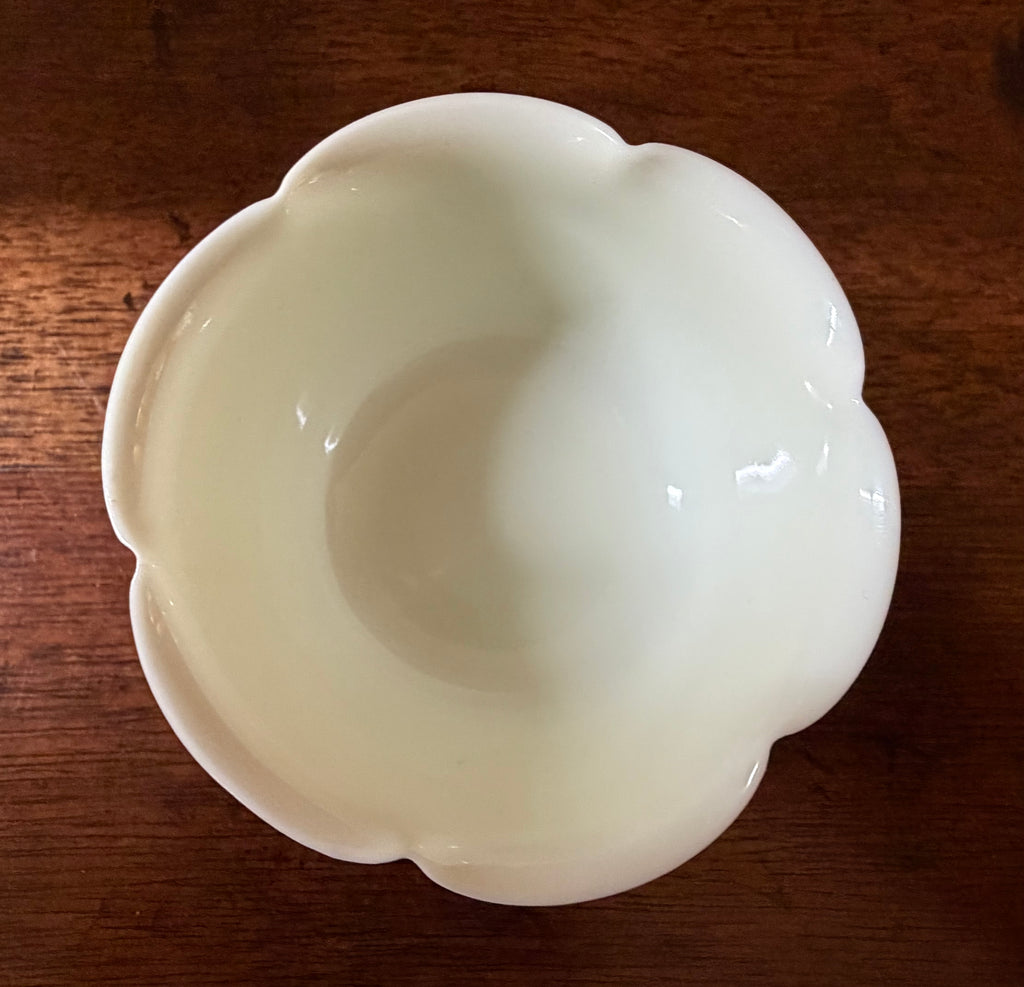 Vintage White Porcelain Lotus-Petal Footed Bowl