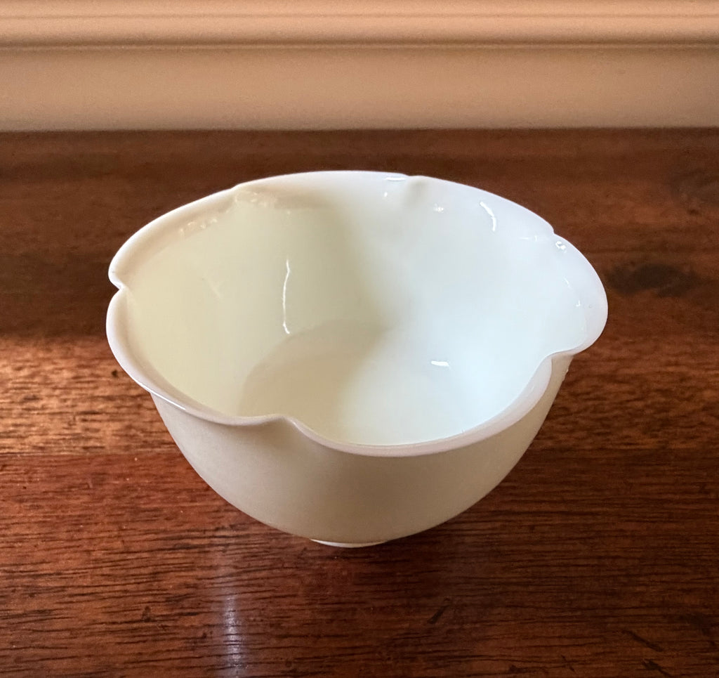 Vintage White Porcelain Lotus-Petal Footed Bowl