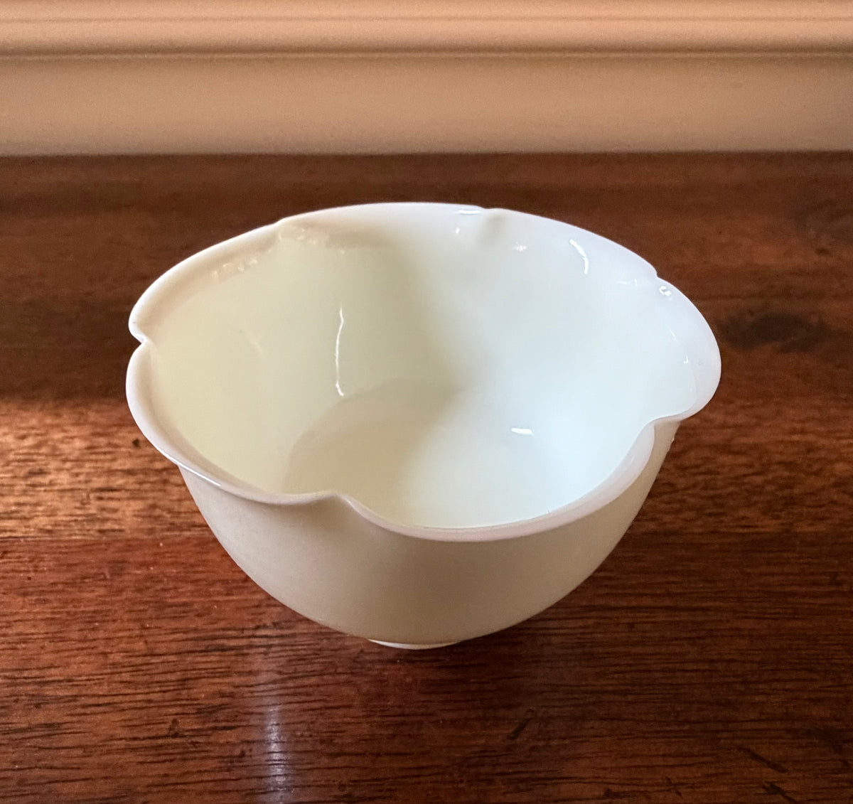 Vintage White Porcelain Lotus-Petal Footed Bowl