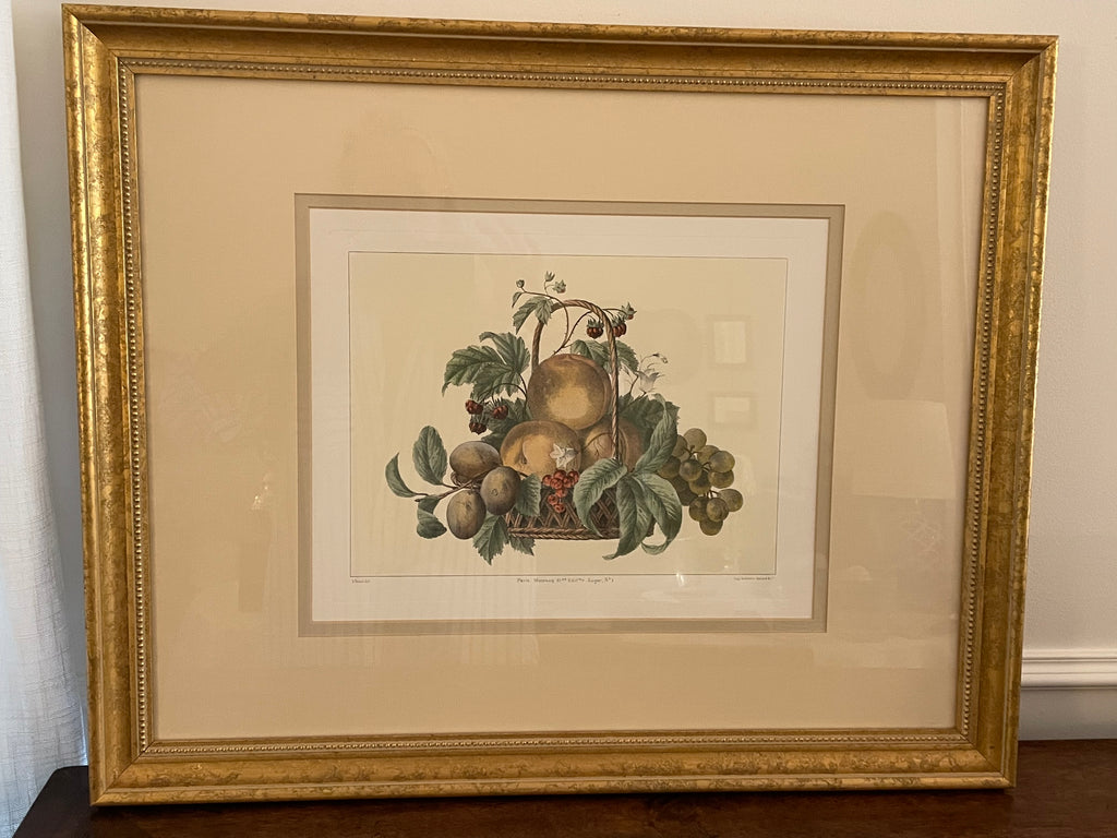 Antique French Fruit Still Life Lithograph by A. Pascal, c. 1860's-1880's