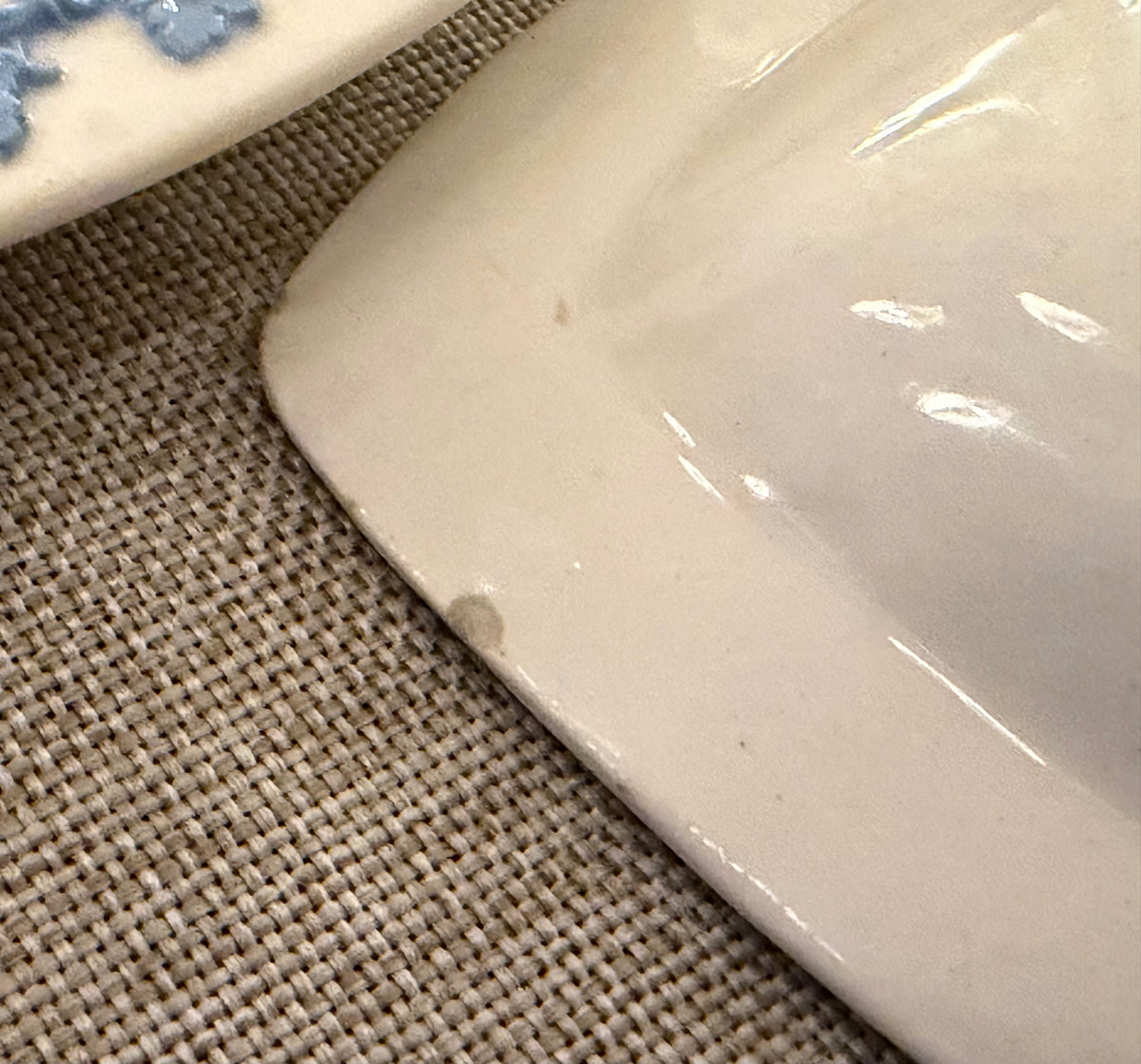 Vintage Wedgwood Embossed Queen’s Ware Lavender on Cream Heart Dishes, Pair, c 1940's-1960's