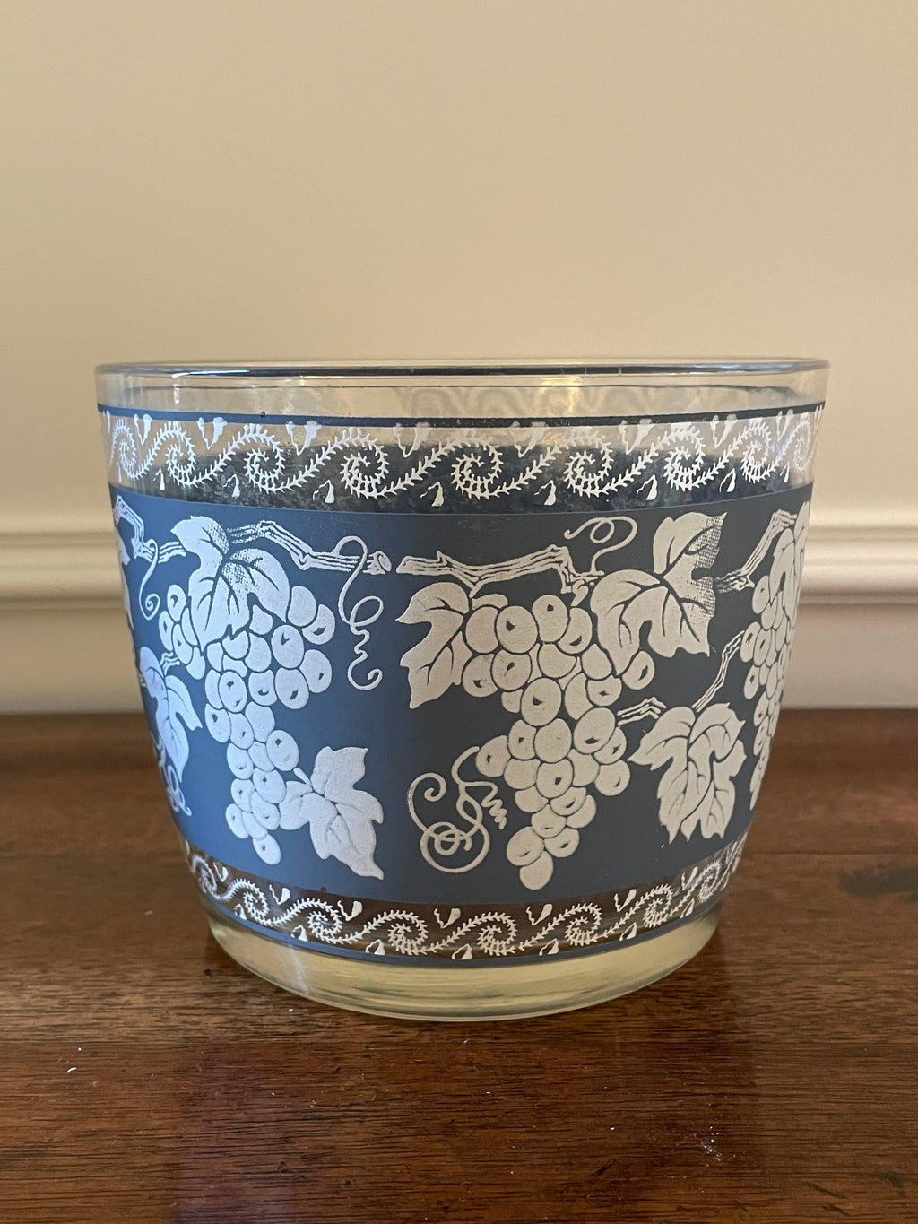 Vintage Hazel-Atlas Blue Grape Glass Ice Bucket, c. 1950's-1960's