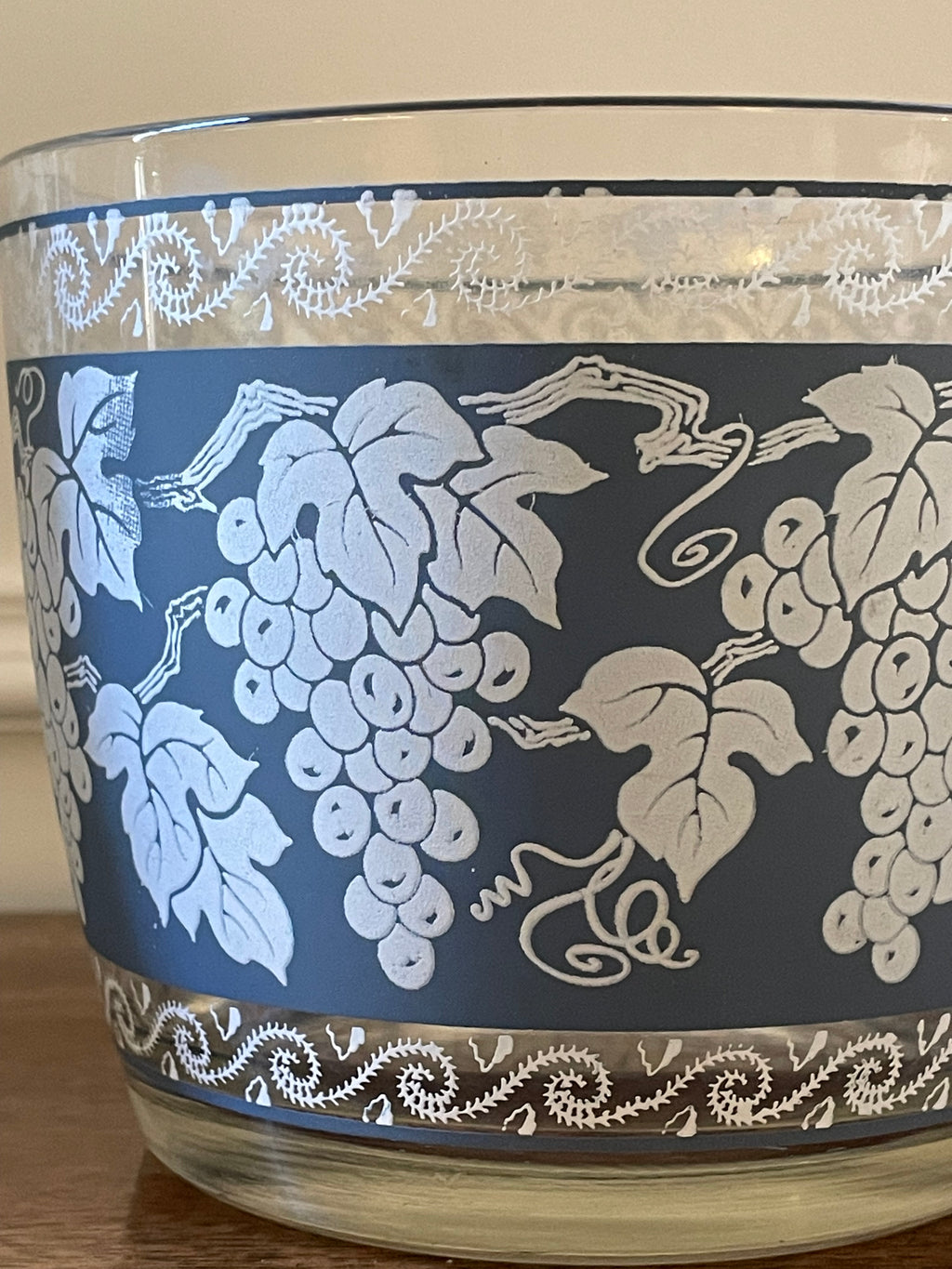Vintage Hazel-Atlas Blue Grape Glass Ice Bucket, c. 1950's-1960's