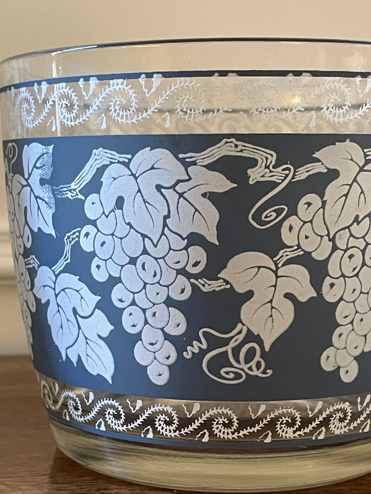 Vintage Hazel-Atlas Blue Grape Glass Ice Bucket, c. 1950's-1960's