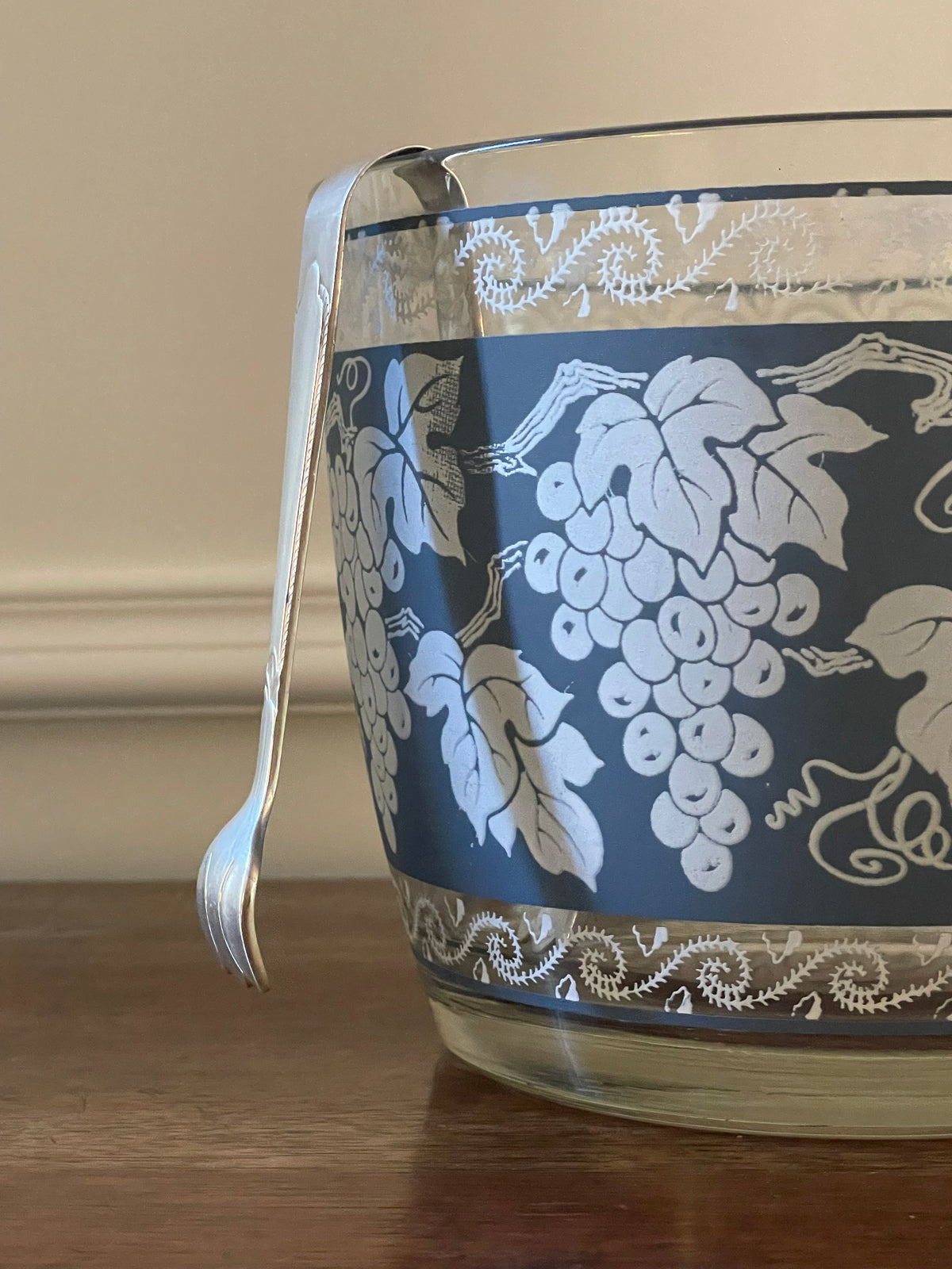 Vintage Hazel-Atlas Blue Grape Glass Ice Bucket, c. 1950's-1960's