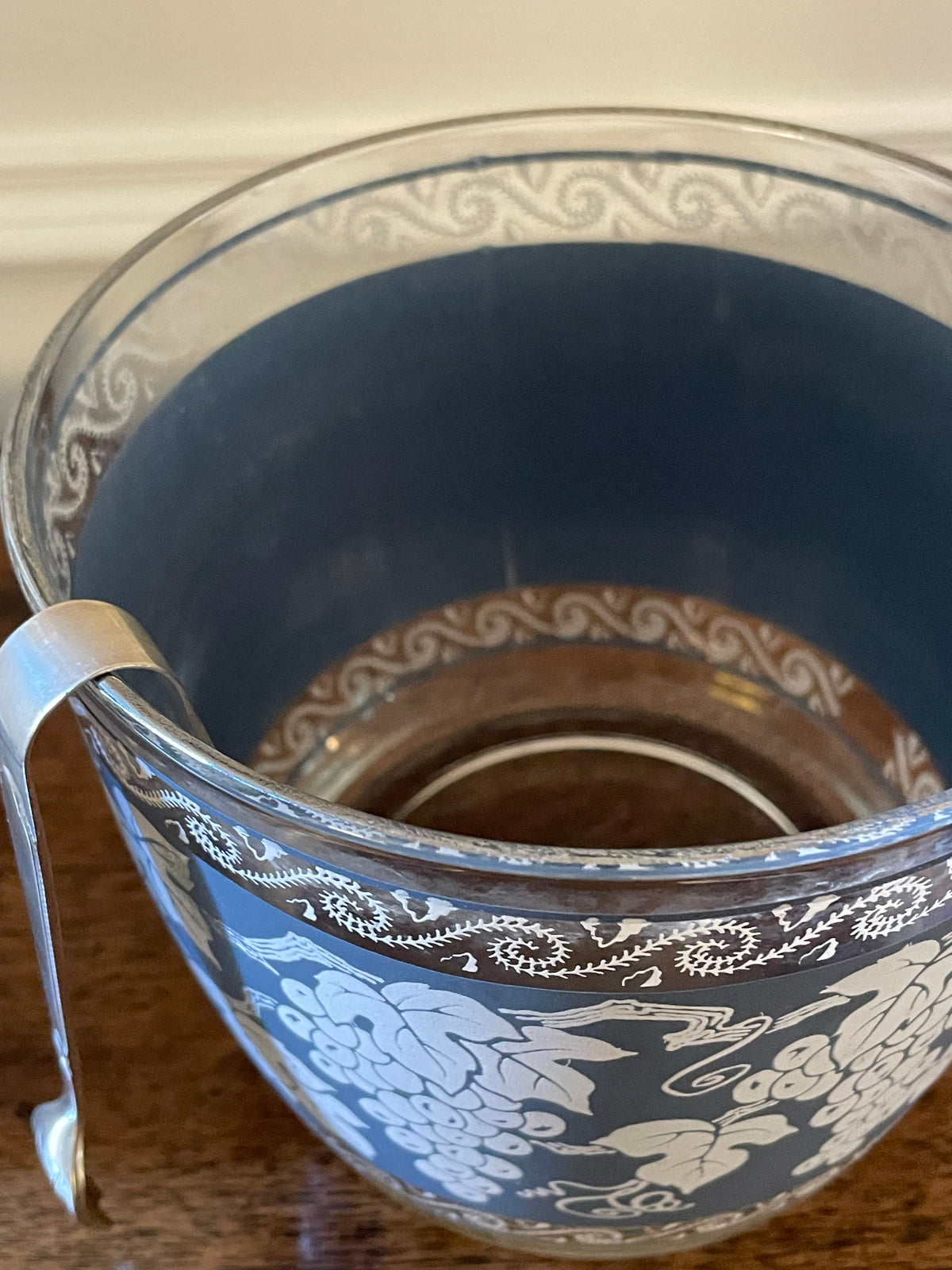 Vintage Hazel-Atlas Blue Grape Glass Ice Bucket, c. 1950's-1960's