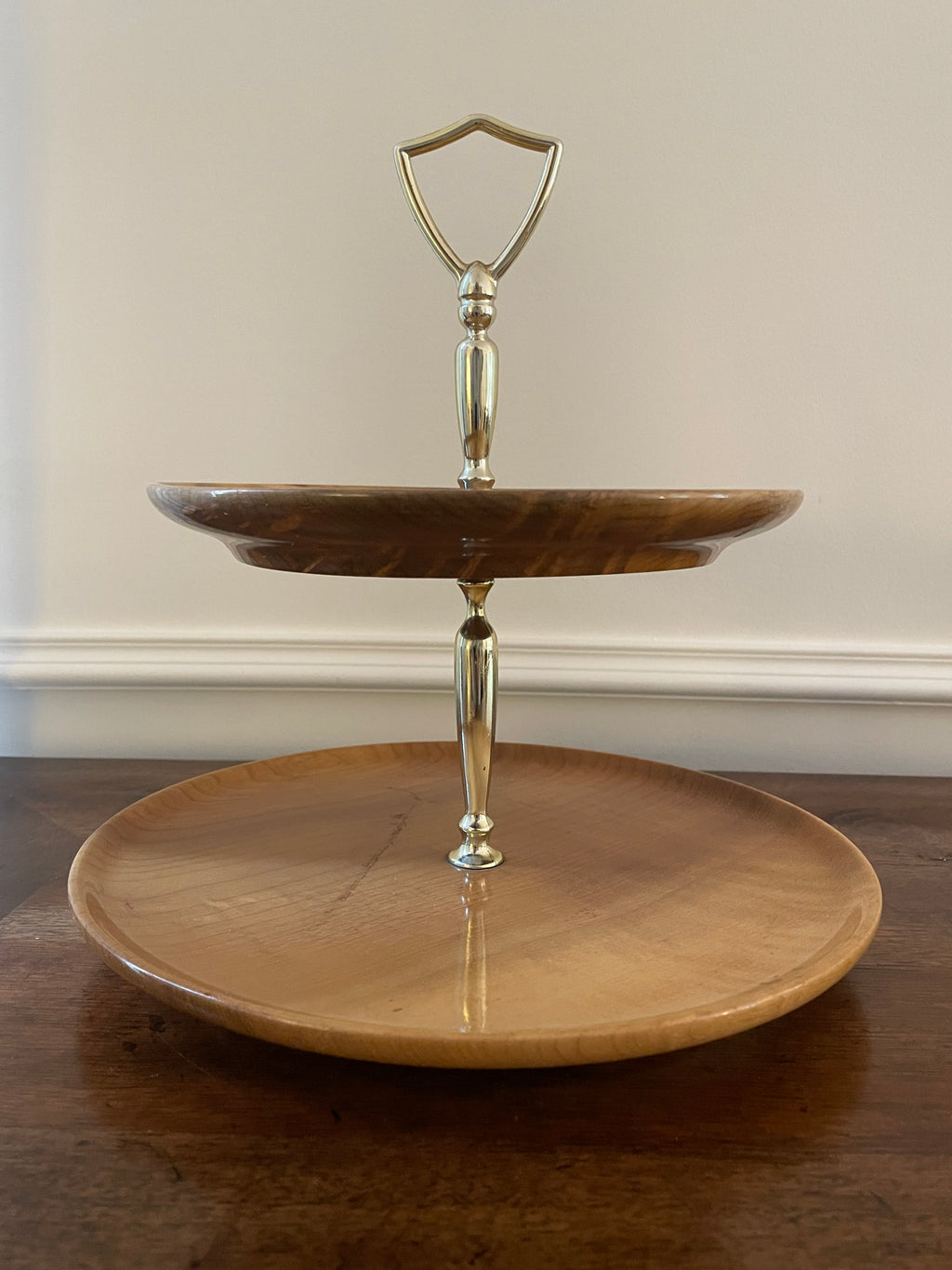 Vintage Oregon Myrtlewood Two-Tier Serving Stand