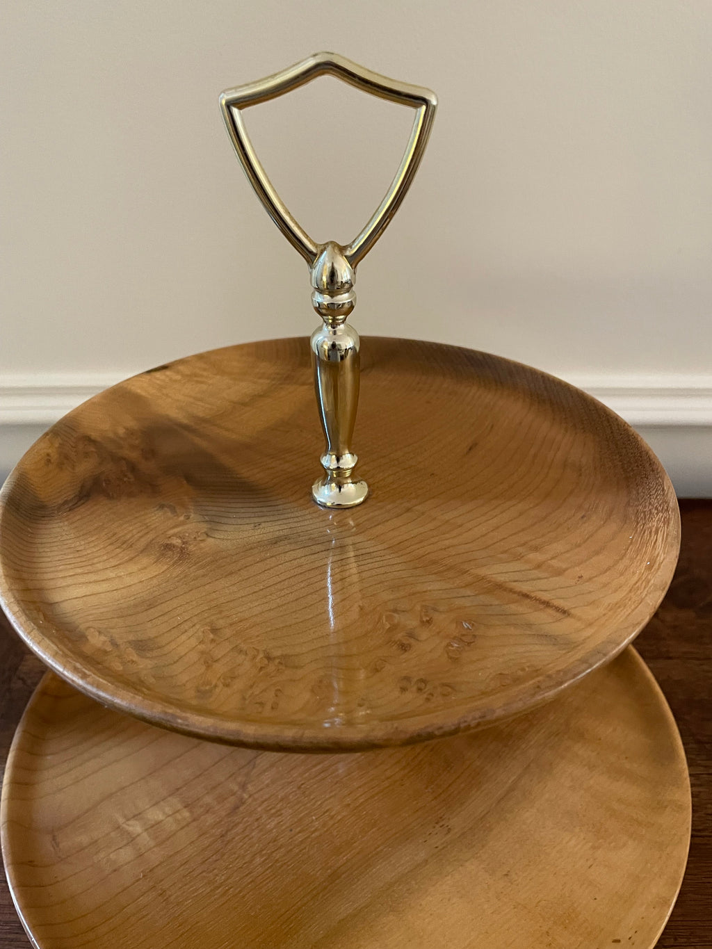 Vintage Oregon Myrtlewood Two-Tier Serving Stand