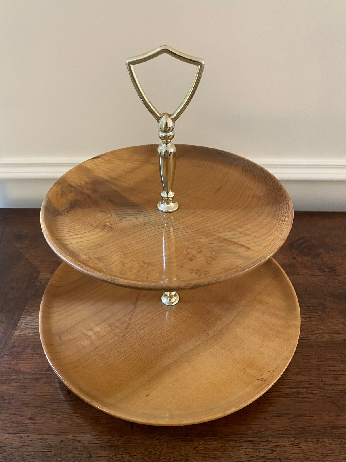 Vintage Oregon Myrtlewood Two-Tier Serving Stand
