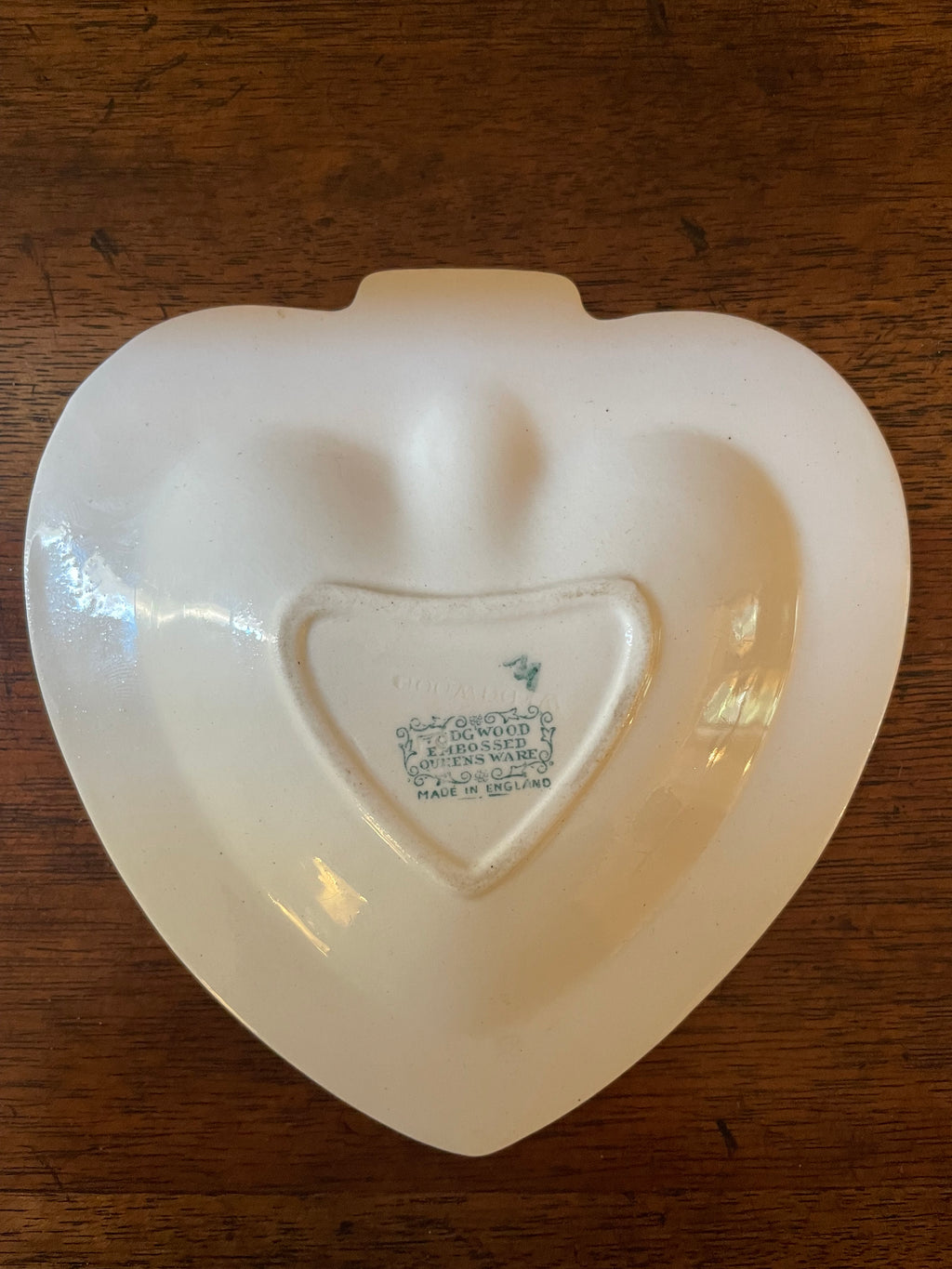 Vintage Wedgwood Embossed Queen’s Ware Lavender on Cream Heart Dishes, Pair, c 1940's-1960's