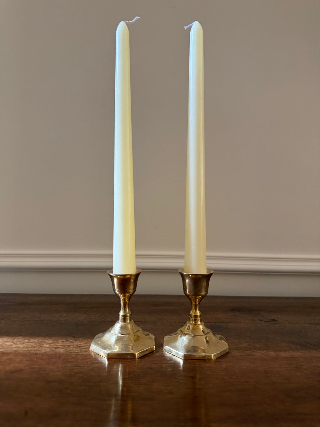 Pair of Vintage Biedermann Solid Brass Petite Candlesticks