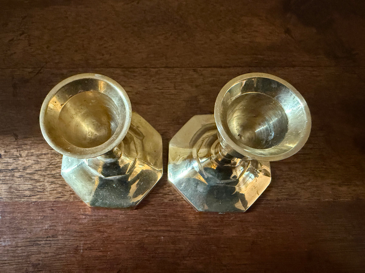 Pair of Vintage Biedermann Solid Brass Petite Candlesticks