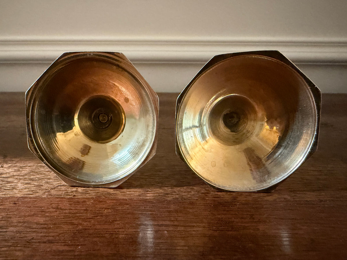 Pair of Vintage Biedermann Solid Brass Petite Candlesticks