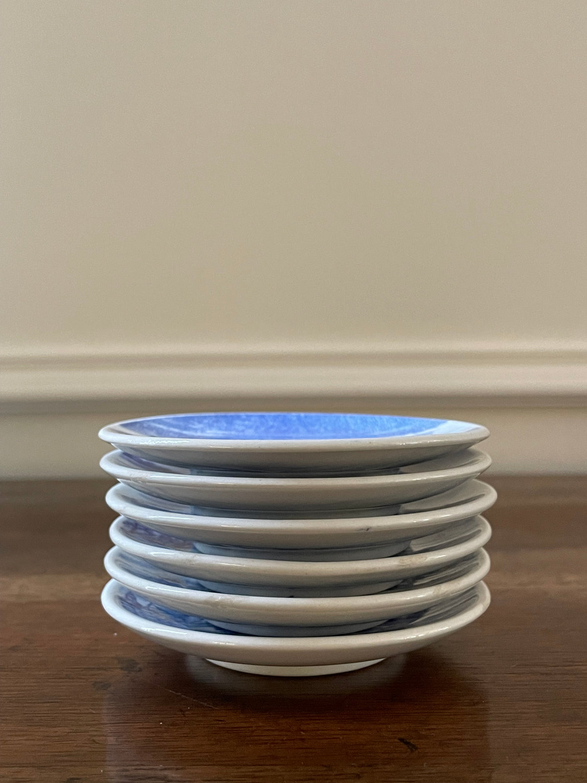 Set of 6 Vintage Rörstrand Sweden Blue & White Miniature Scenic Plates, c. 1960s–70s