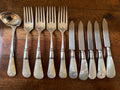 Antique Mother-of-Pearl Flatware with Sterling Collars, Set of 10