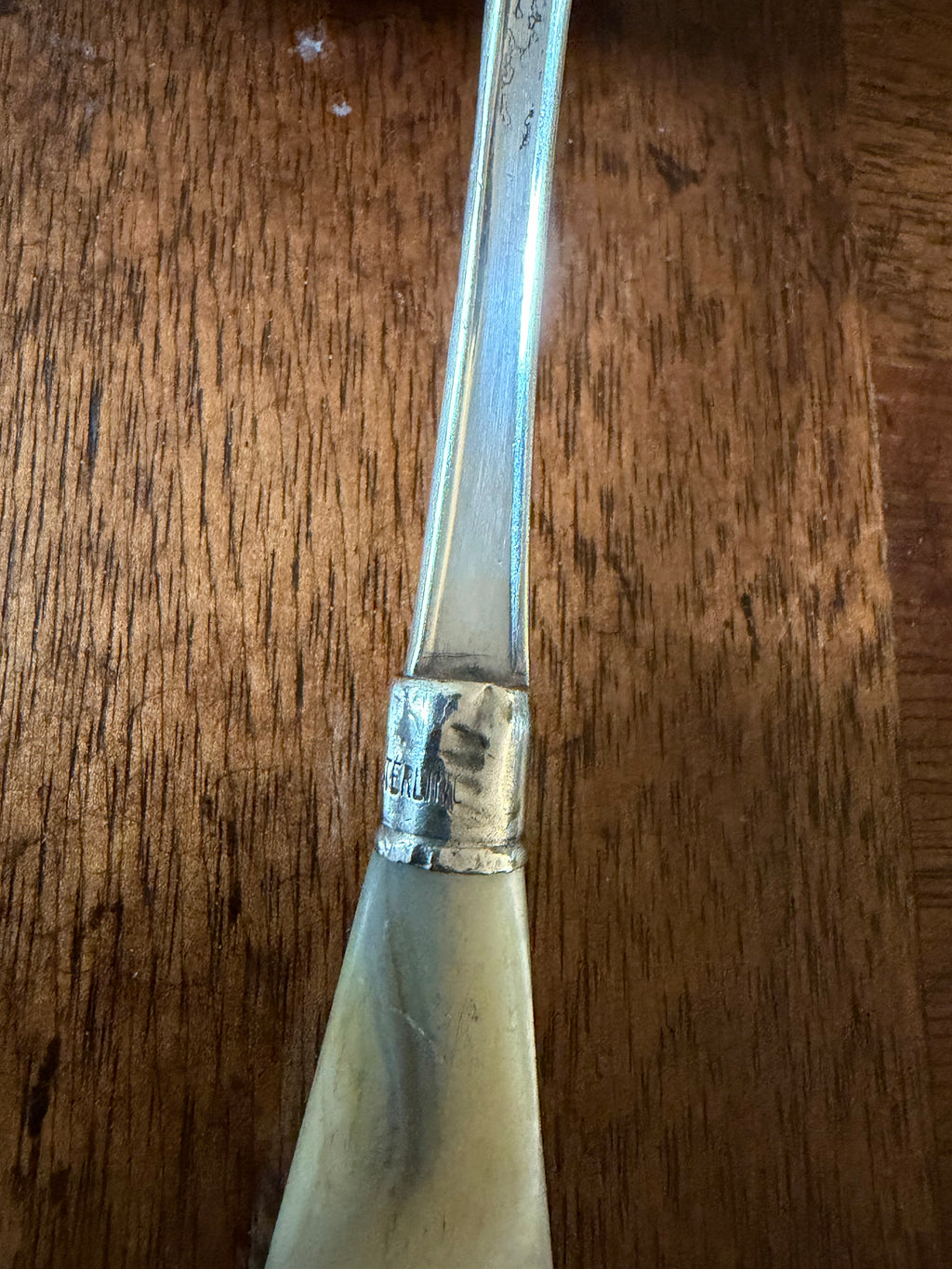 Antique Mother-of-Pearl Flatware with Sterling Collars, Set of 10