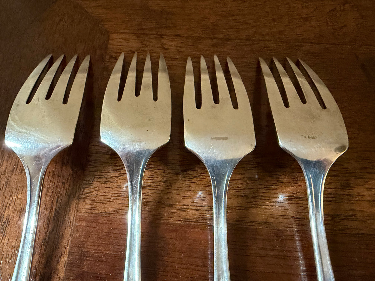 Antique Mother-of-Pearl Flatware with Sterling Collars, Set of 10