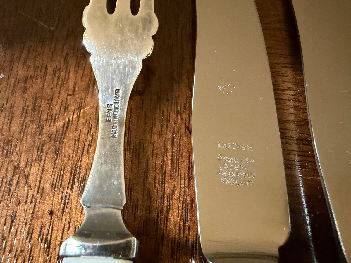 English Mid-Century Mother-of-Pearl Entertaining Set, 7 Pieces