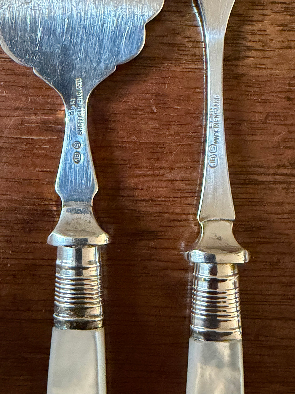 Antique Mother-of-Pearl Petite Serving Forks, Set of 2