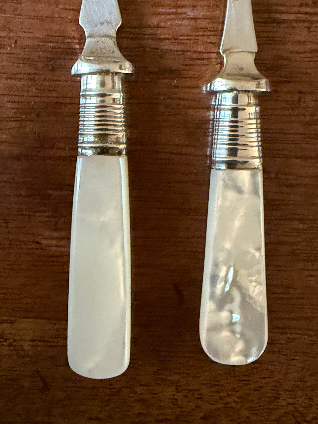 Antique Mother-of-Pearl Petite Serving Forks, Set of 2