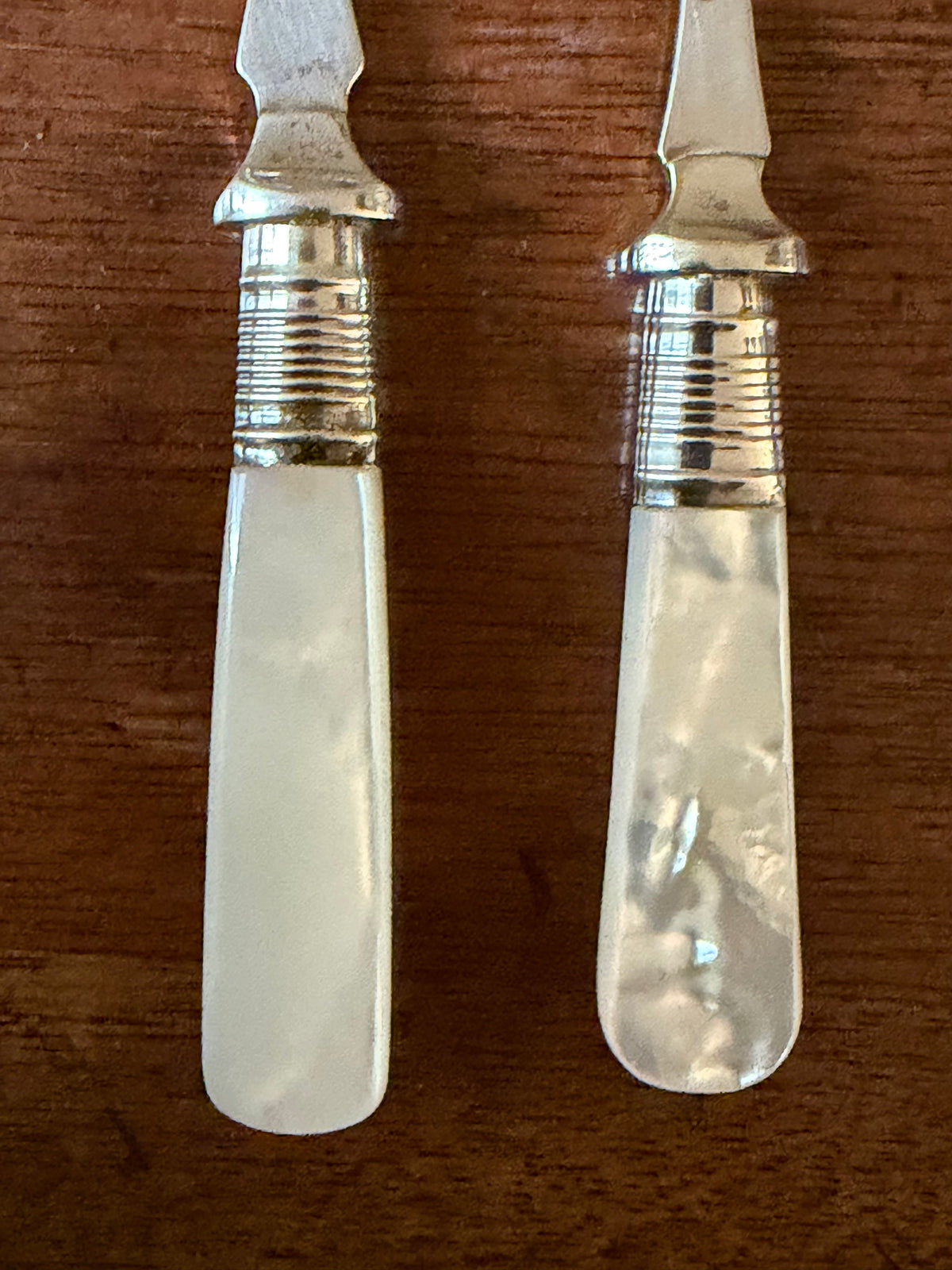 Antique Mother-of-Pearl Petite Serving Forks, Set of 2