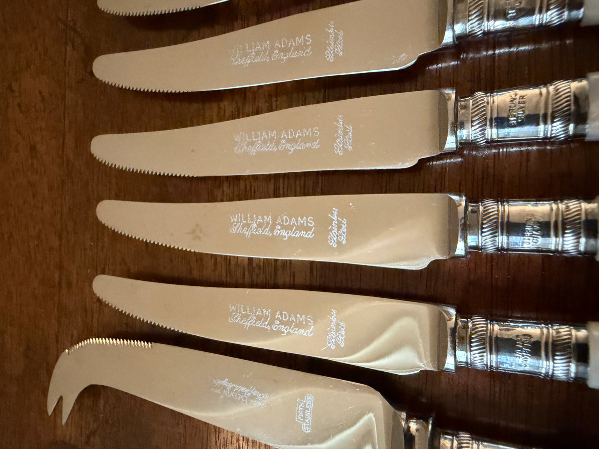 Vintage Mother-of-Pearl Cocktail & Cheese Knives, Set of 7