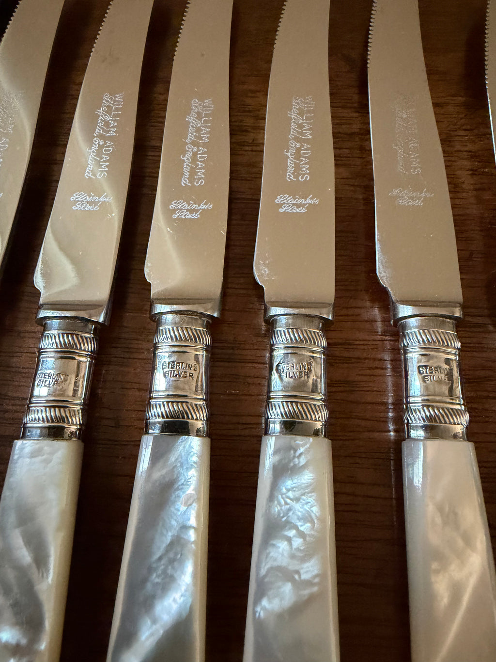 Vintage Mother-of-Pearl Cocktail & Cheese Knives, Set of 7